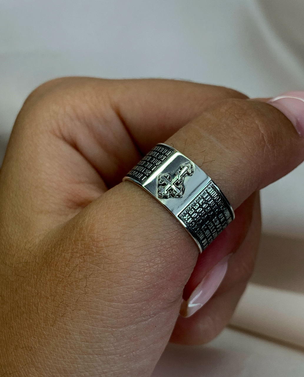 Срібна каблучка Отче наш з хрестиком 925 проба (2616864592) - фото 5