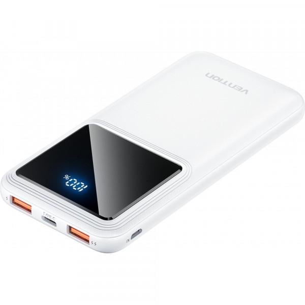 УМБ Vention 10000 mAh 22,5W 3A PDQC3.0 Micro-USBUSB-C2xUSB-A LED Display White