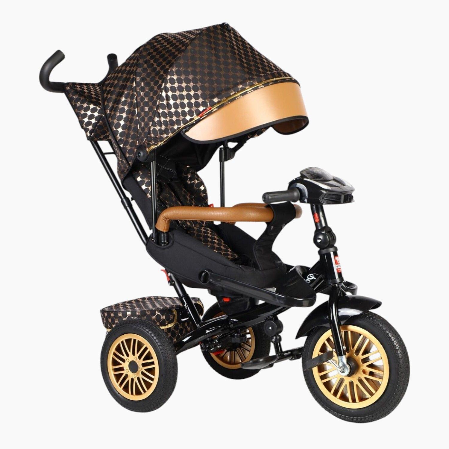 Велосипед детский трехколесный Best Trike Perfetto 8066 надувные колеса музыкальная панель с USB и родительской ручкой Коричневый (515-09)