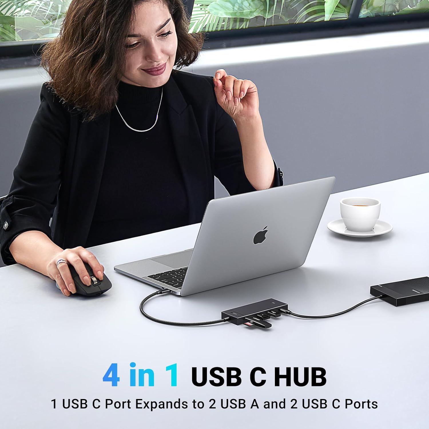 Концентратор 4 in 1 Ugreen CM806 10Gbps Adapter with 2xUSB-C 3.2 and 2xUSB-A 3.2 Black (35583) - фото 5 Концентратор 4 in 1 Ugreen CM806 10Gbps Adapter with 2xUSB-C 3.2 and 2xUSB-A 3.2 Black (35583) - фото 5