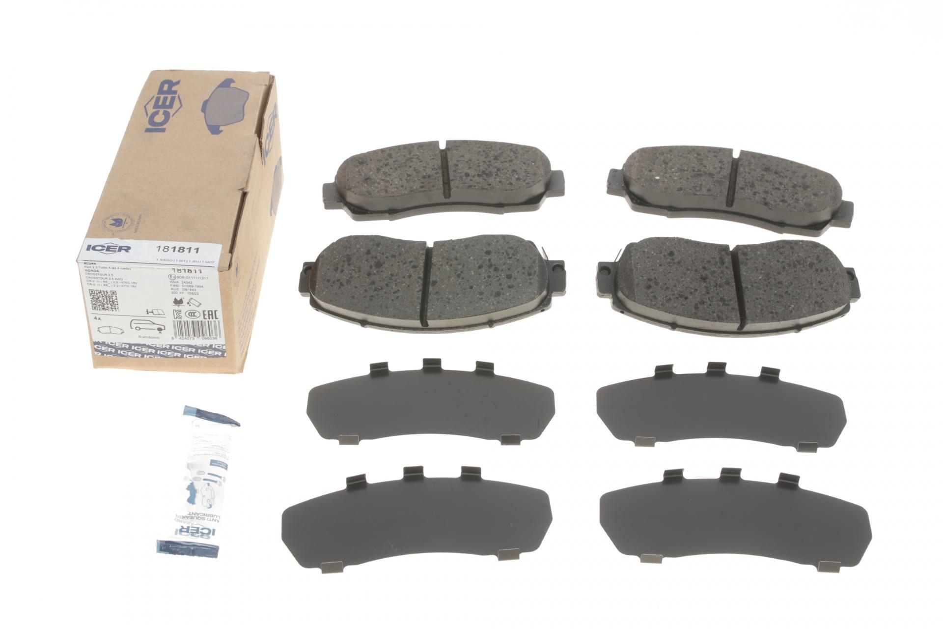 Колодки тормозные передние ICER Honda CR-V IV/Crosstour 12- (181811 ICER)