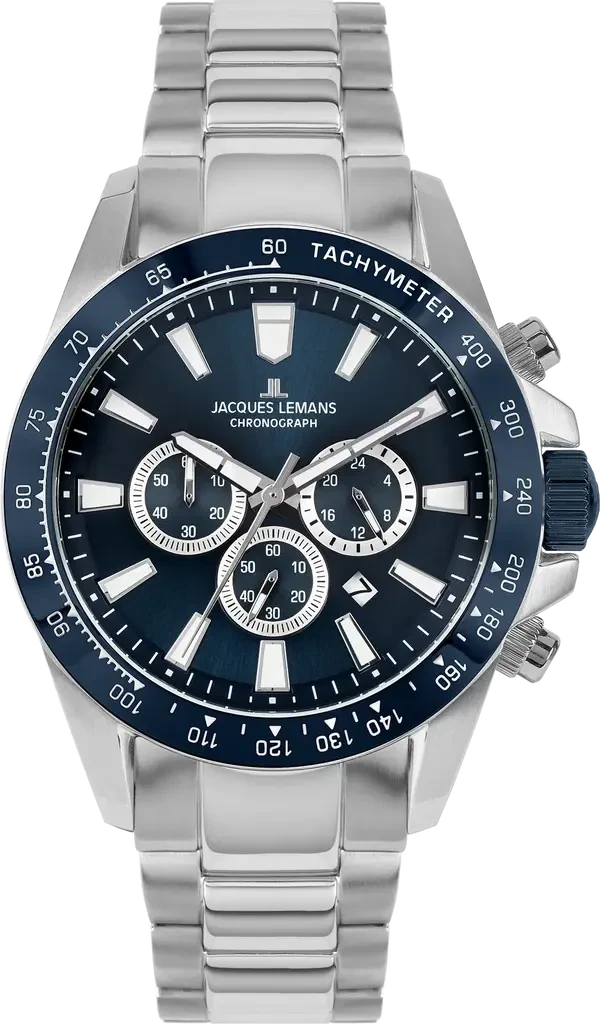 Наручные часы мужские Jacques Lemans Liverpool 1-2140F со стальным корпусом WR 100 м и синим циферблатом