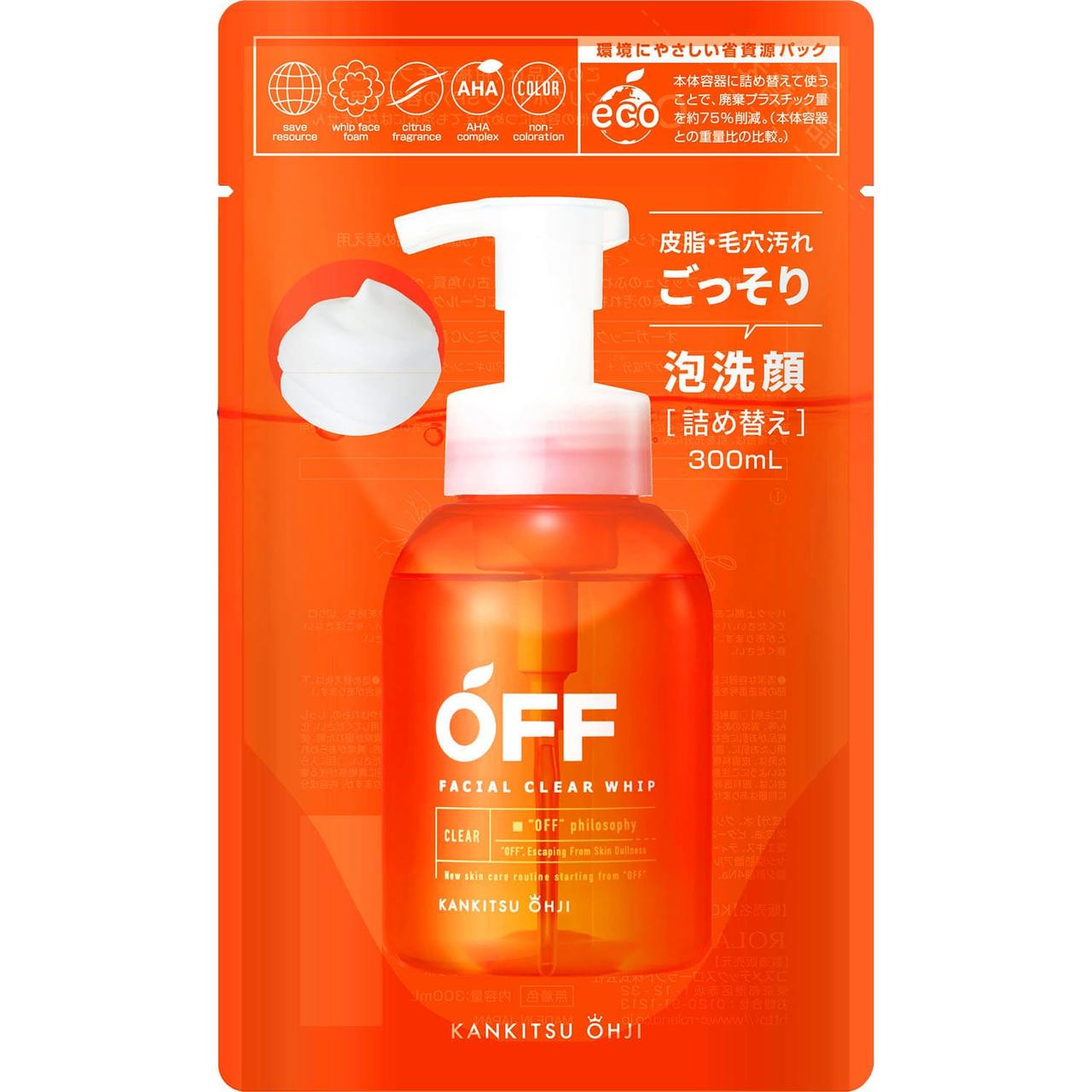 Рефил-пенка для умывания мужская Cosmetex Roland KANKITSU OHJI Off Facial Clear Whip N 300 мл (3202170246)