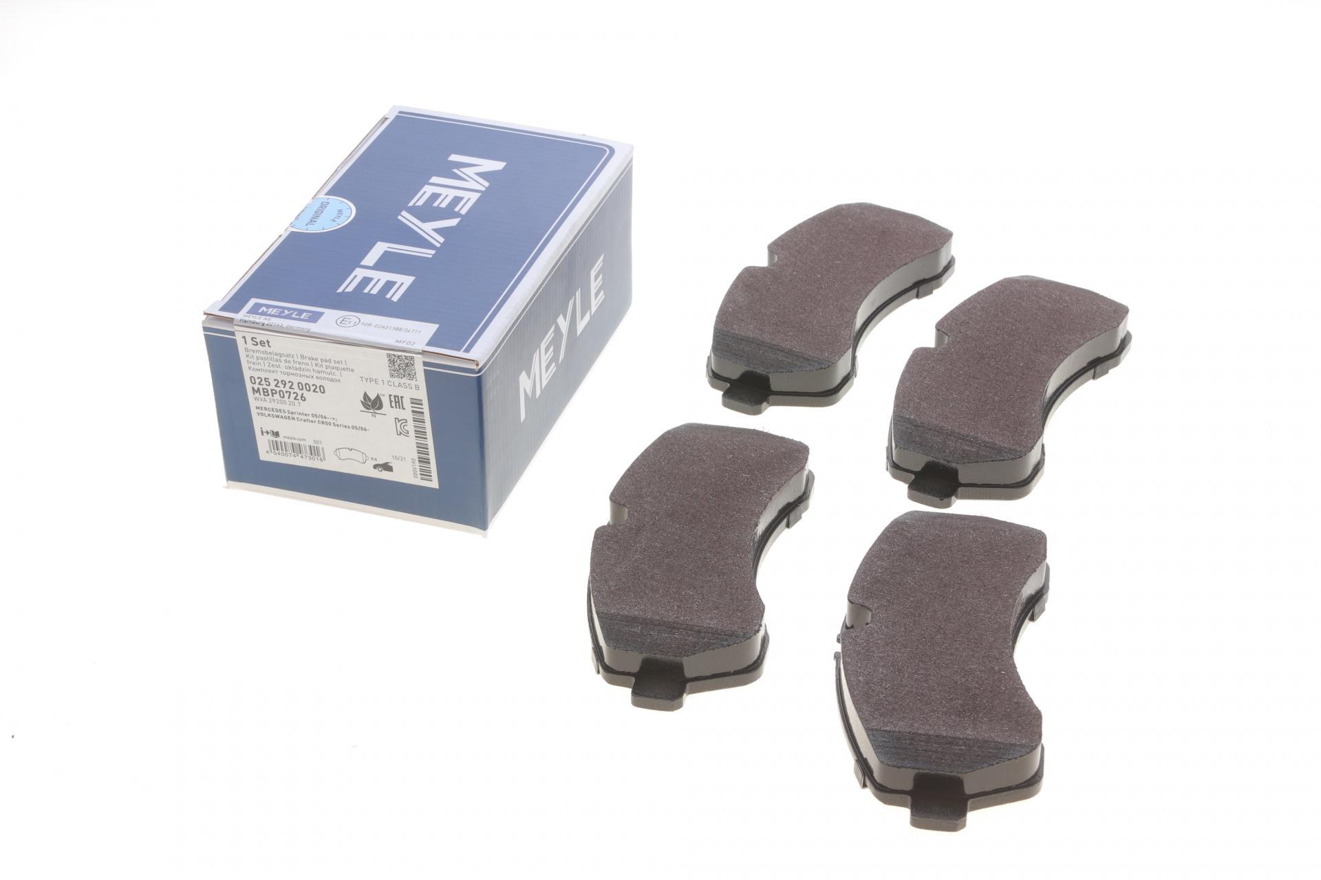 Колодки гальмівні передні Meyle для MB Sprinter 906 508-519CDI 06- (025 292 0020)