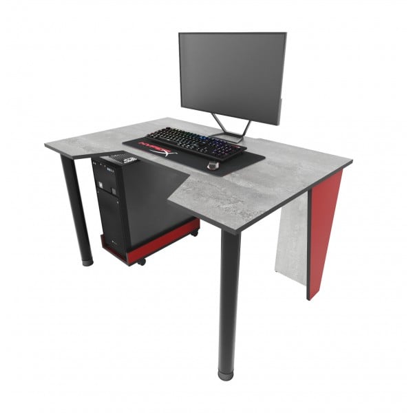 Комп'ютерний стіл ігровий Zeus GAMER-1 Червоний/Бетон (620a5d5202f9f47cd13562d3)