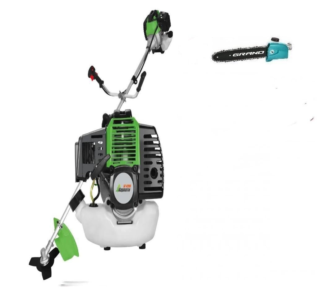 Бензокоса Карпаты БГ-4200 шпуля с леской/3-лепестковый косильный нож/насадка-высорез/шина 300 мм (24605854)