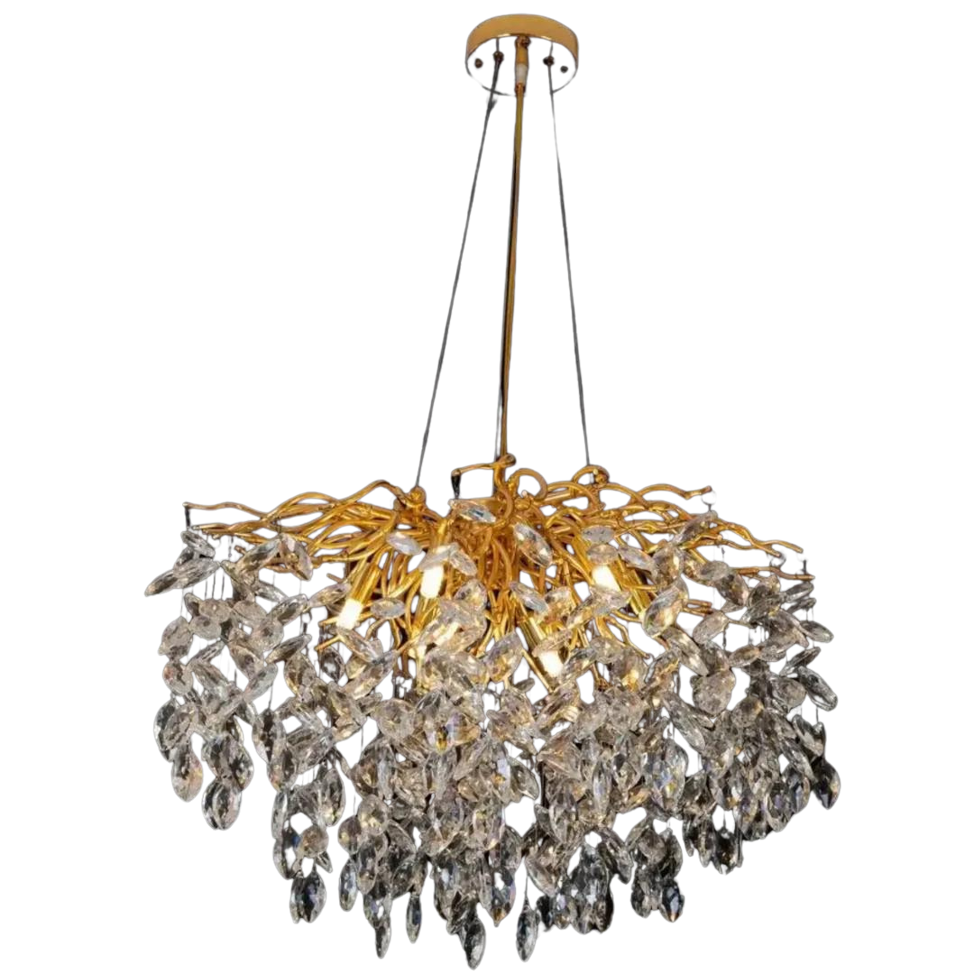 Люстра Sirius с хрустальными подвесами под двенадцать ламп G9 Золотой (WM-7003/800)