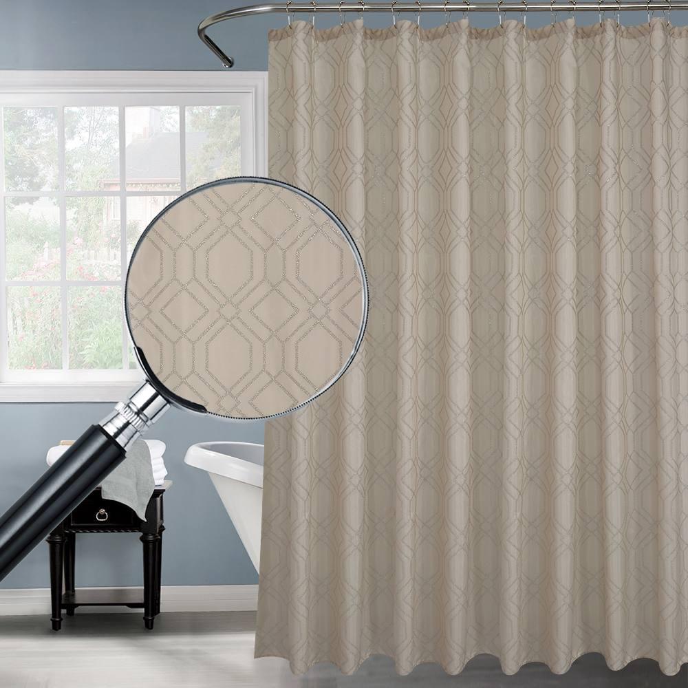 Шторка для ванної та душу водовідштовхувальна з поліестеру з металевими гачками 180x180 см Бежевий - фото 3 Шторка для ванної та душу водовідштовхувальна з поліестеру з металевими гачками 180x180 см Бежевий - фото 3