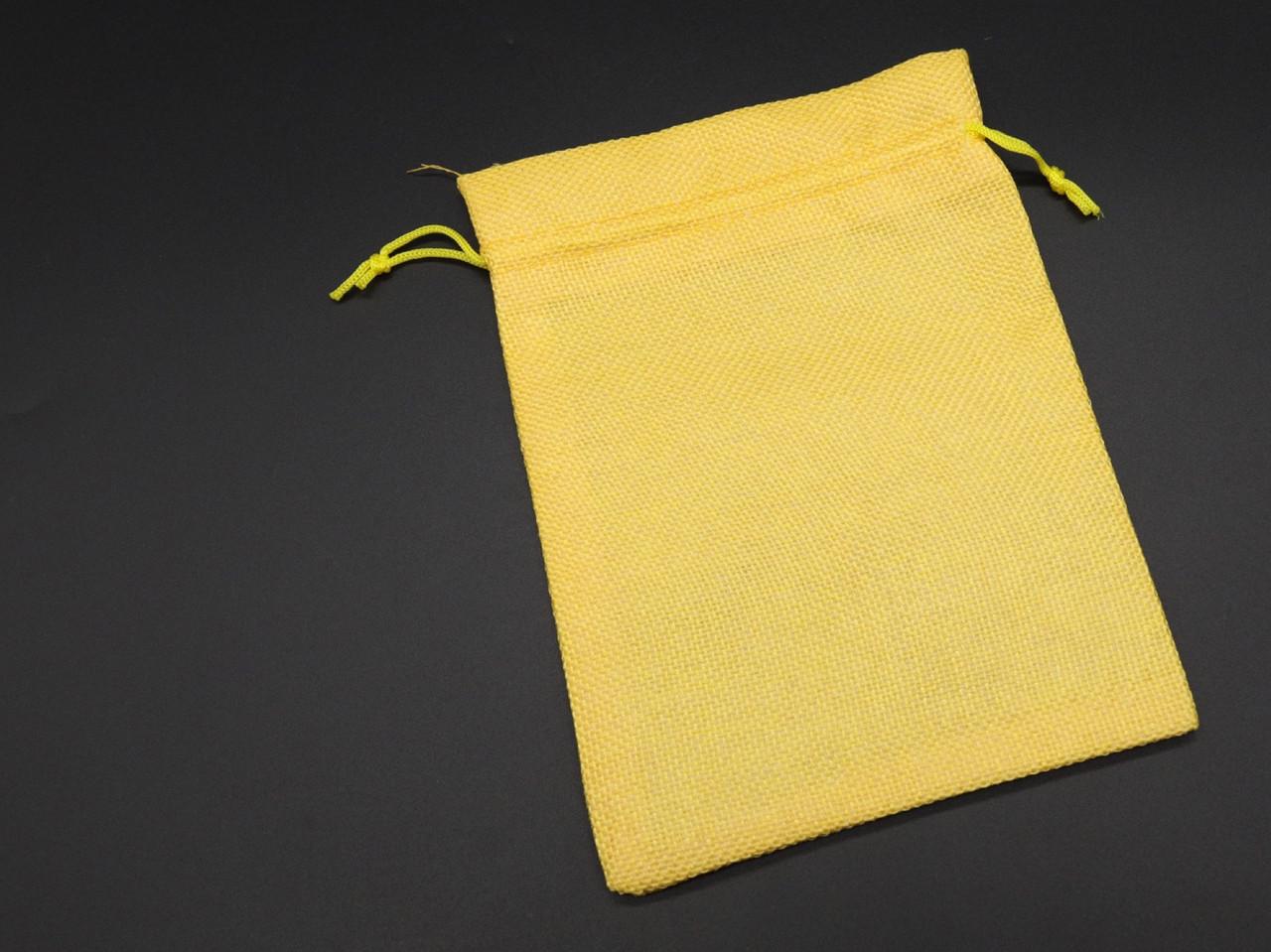 Мішок подарунковий з мішковини на затяжках 200х150 мм Жовтий (1468159978)