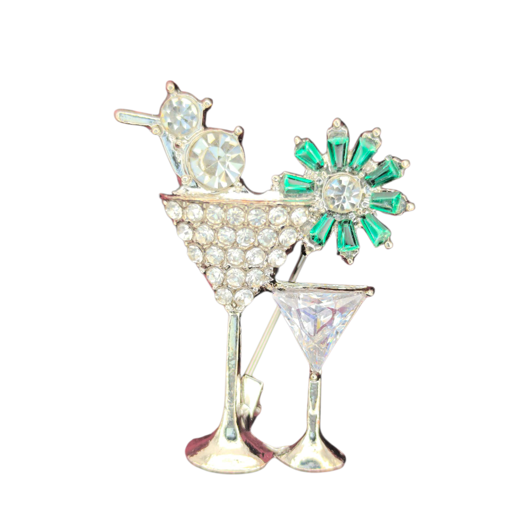 Брошка Коктейль металева 35x28 мм Білий (158511296)