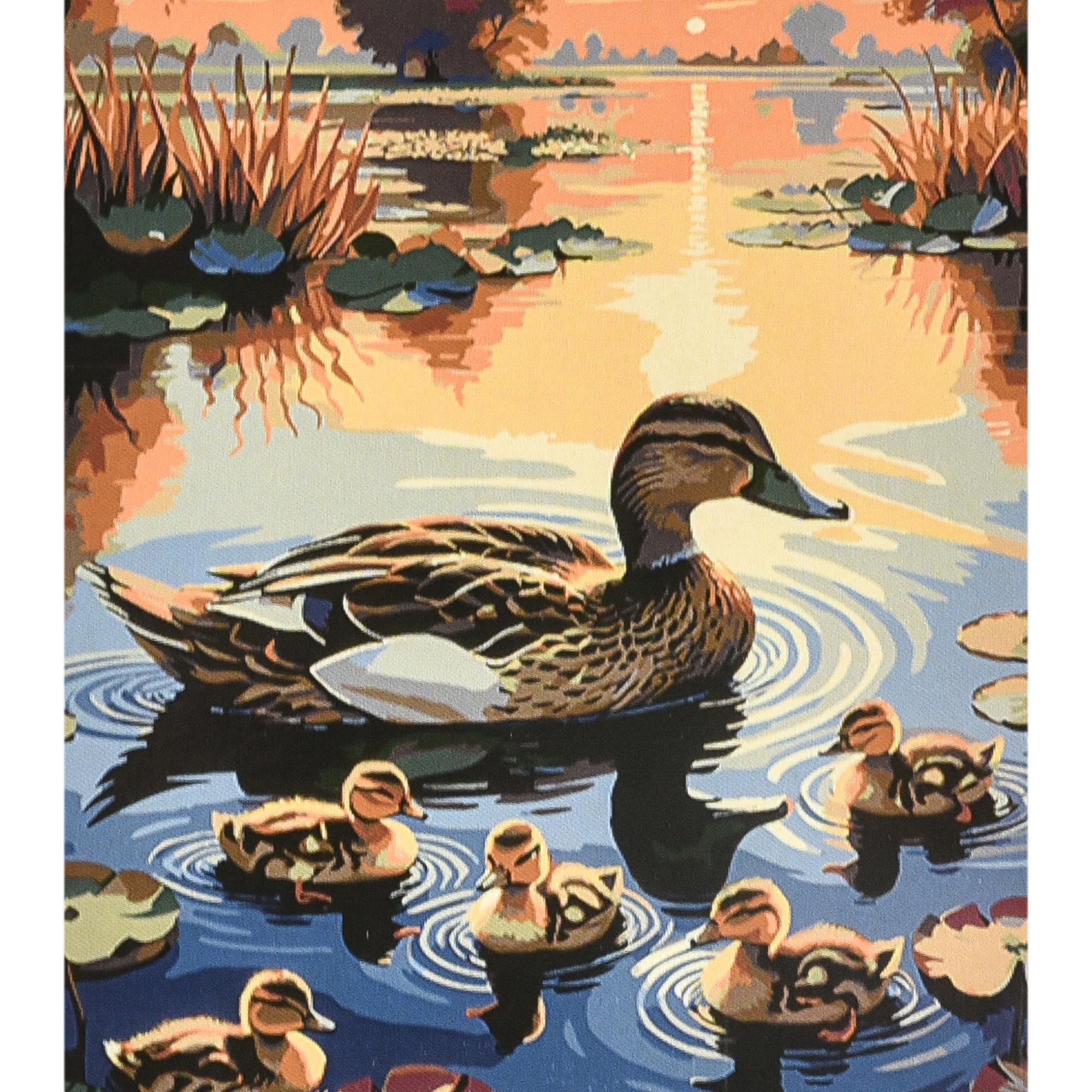 Картина по номерам Strateg Премиум Мать и пять малышей с лаком и уровнем 40x50 см (Str-VA-4644)