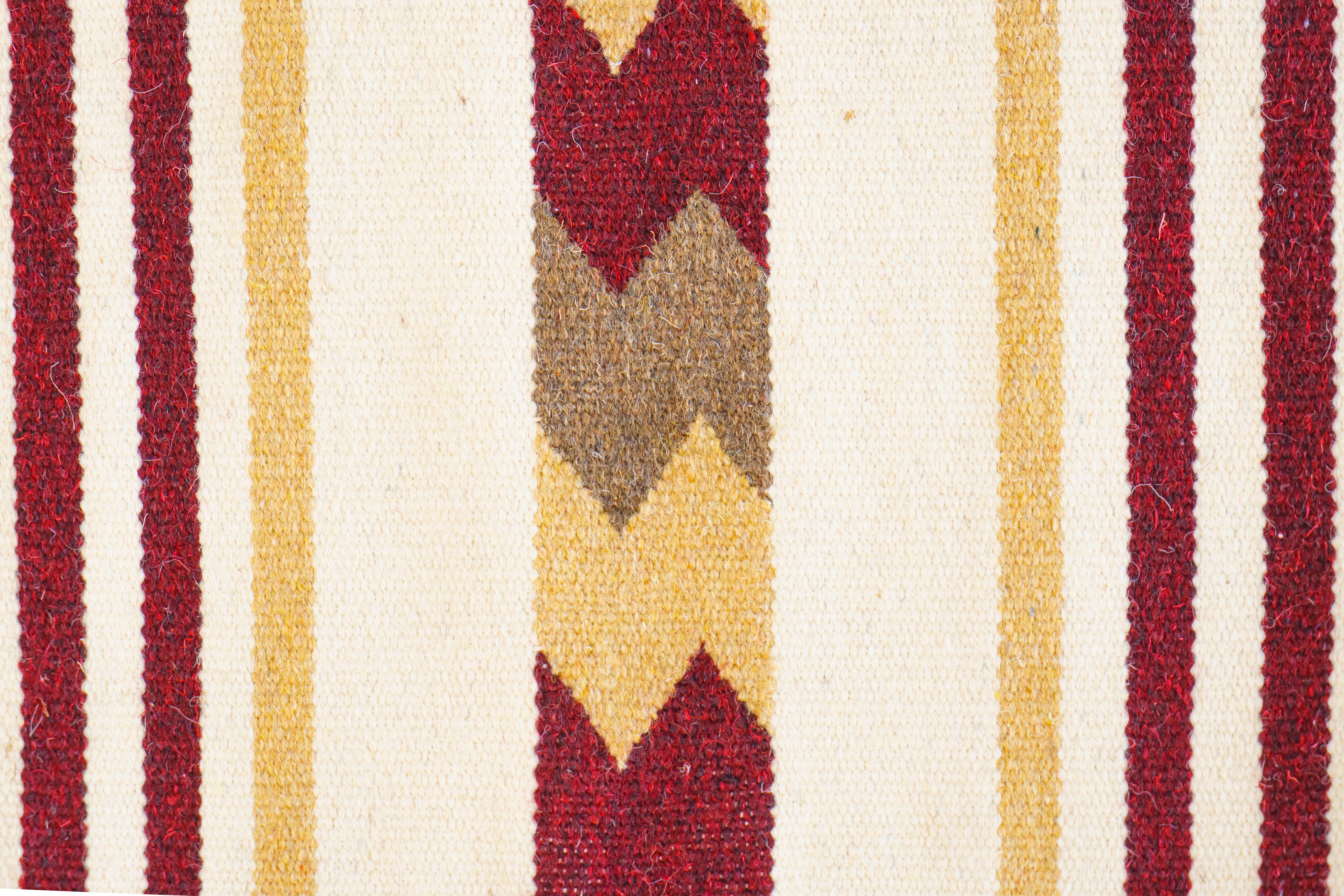 Килим вовняний ручної роботи Ходи до Хати 150х68 см Бежевий/Бордо (112К)