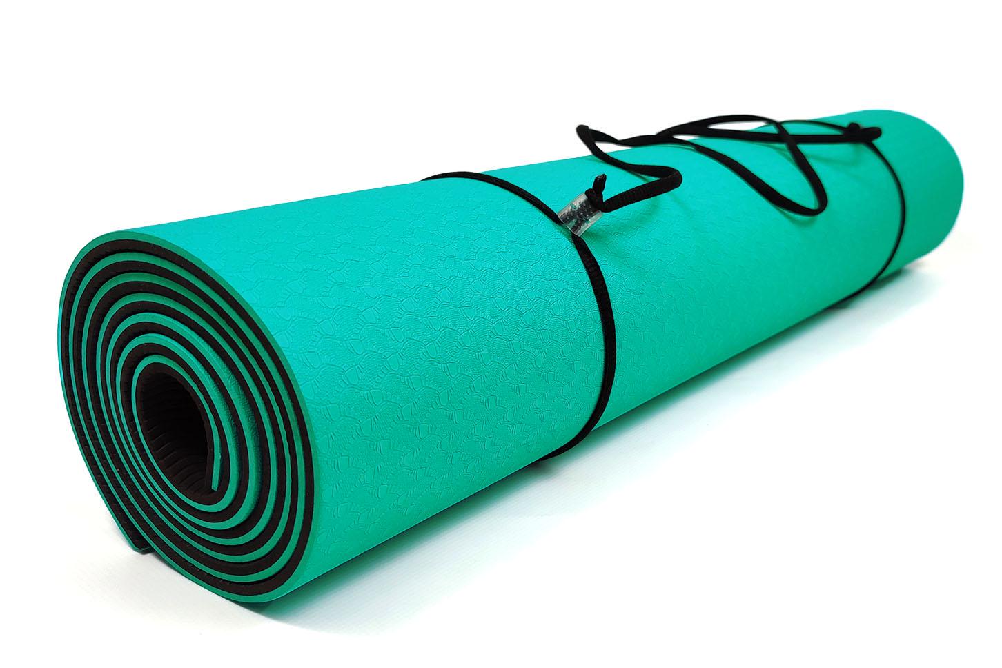Коврик для йоги и фитнеса EasyFit TPE+TC двухслойный 6 мм Мятный/Черный