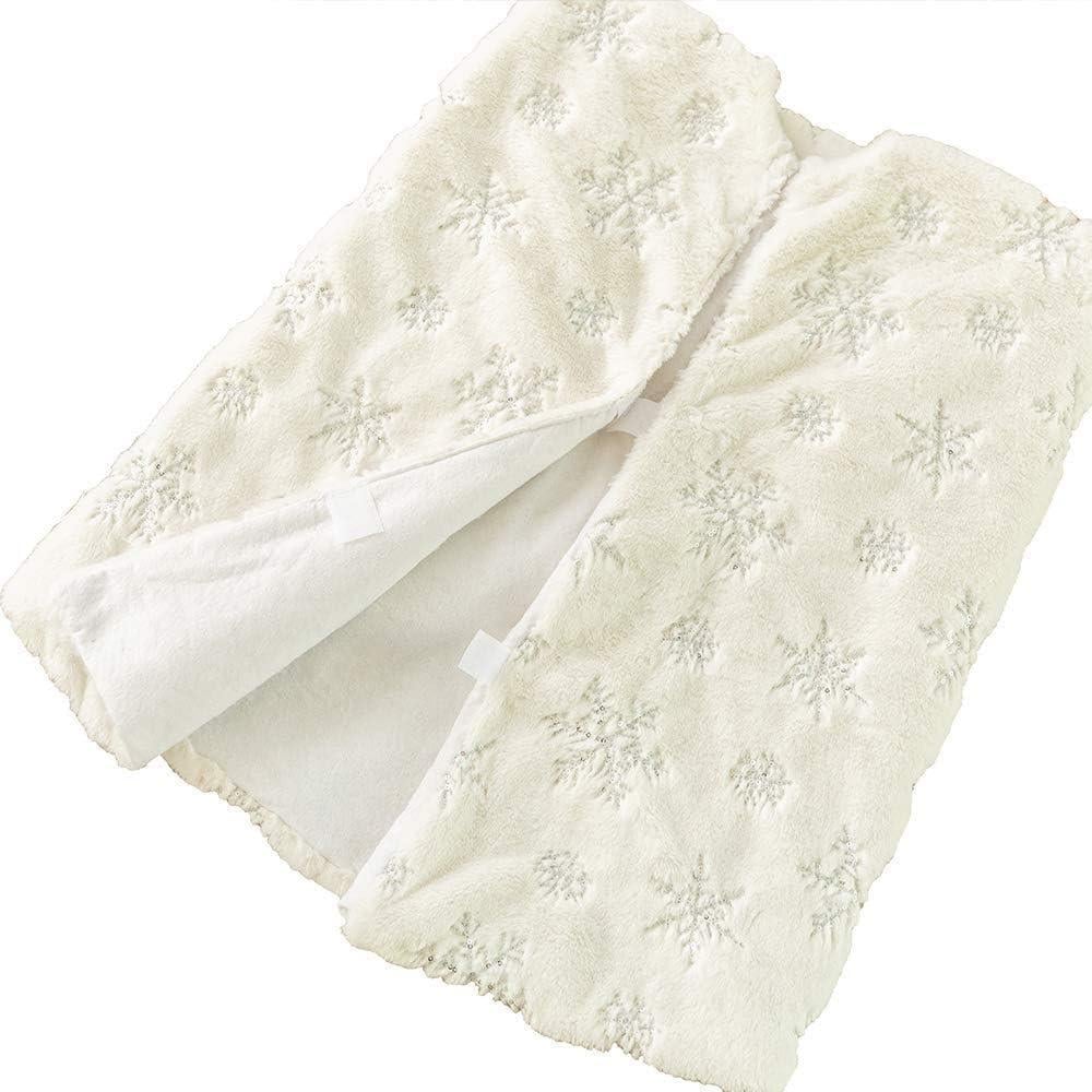 Юбка меховая под елку с серебряным узором Christmas Tree Skirt 122 см Белый