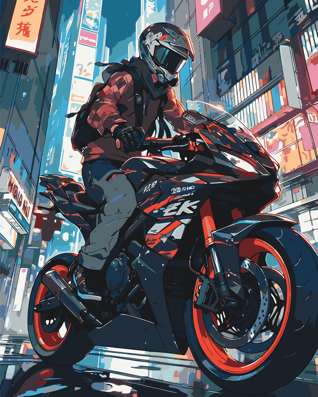 Картина за номерами ORIGAMI Токійський мотоцикліст 40х50 см (LW3325)