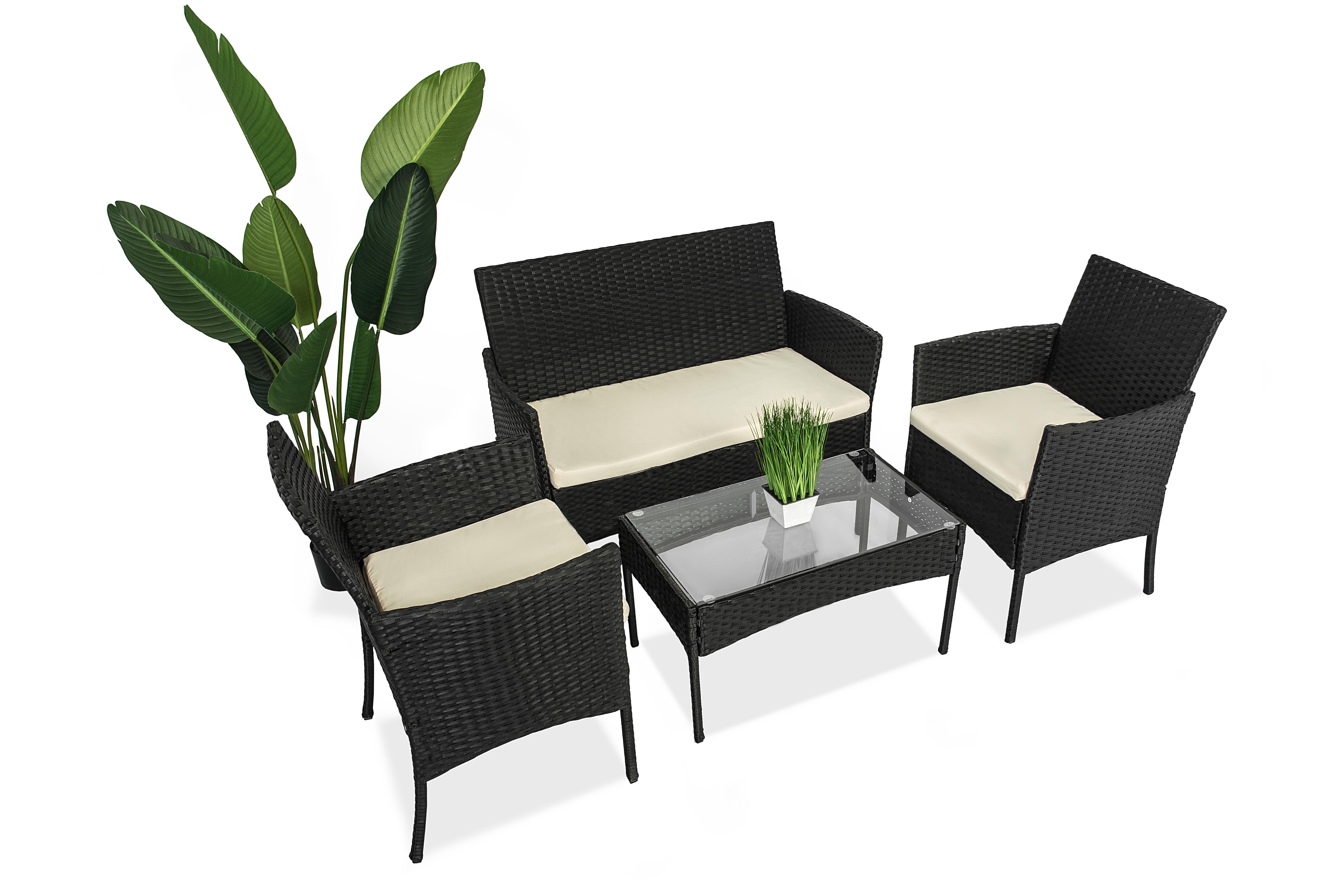 Набір садових меблів Just Relax Classic Style з ротангу зі сталевим каркасом Чорний