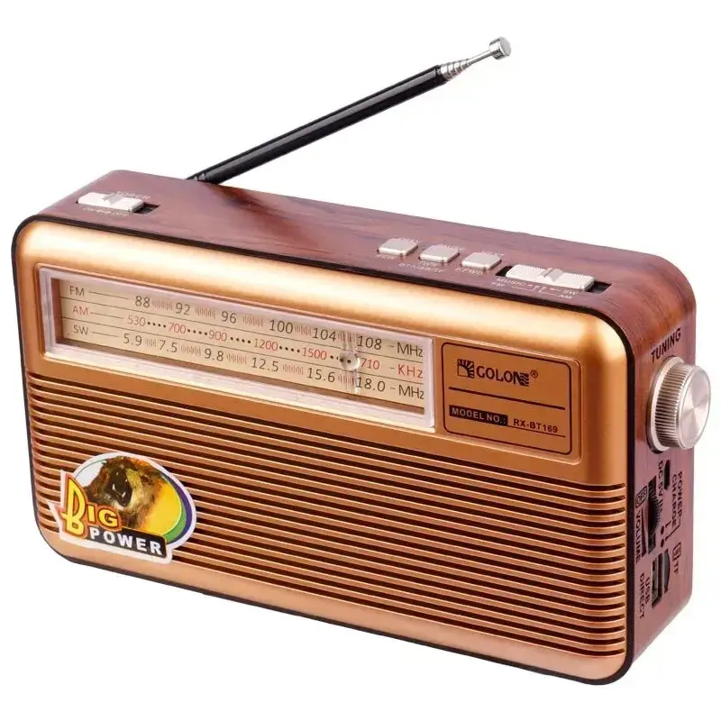 Радіоприймач Golon RX-BT169 ретро Bluetooth USB/SD/AM/FM/SW Коричневий (ML-04679)