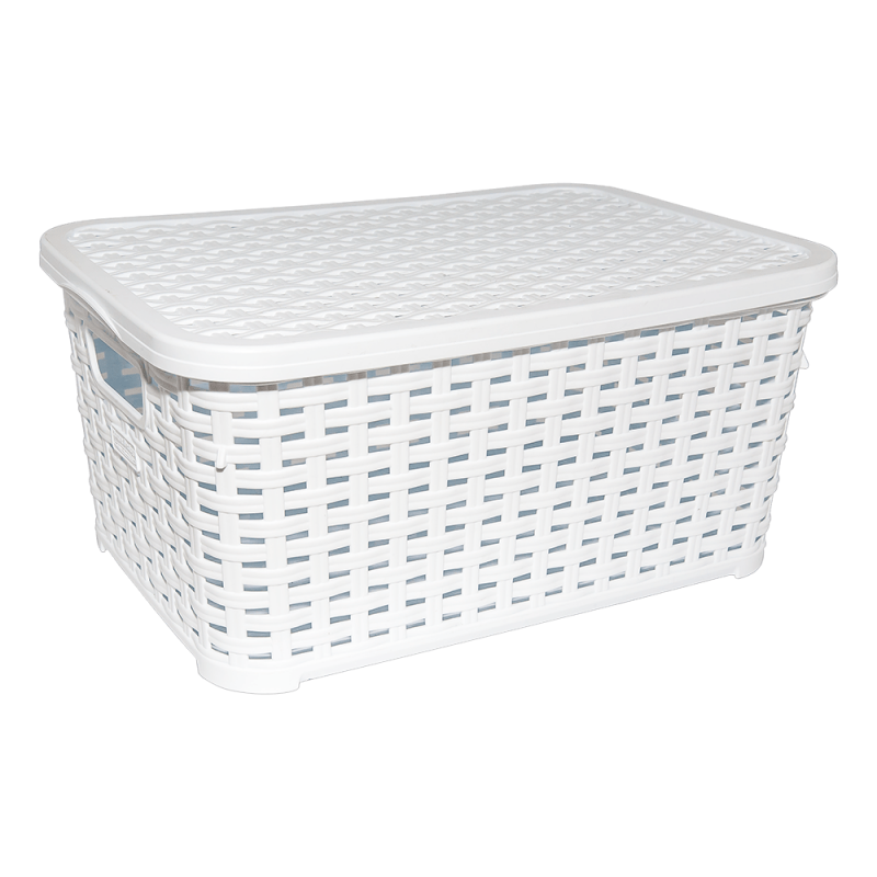 Корзина под ротанг с крышкой 18 л 2 шт. Белый (5622)
