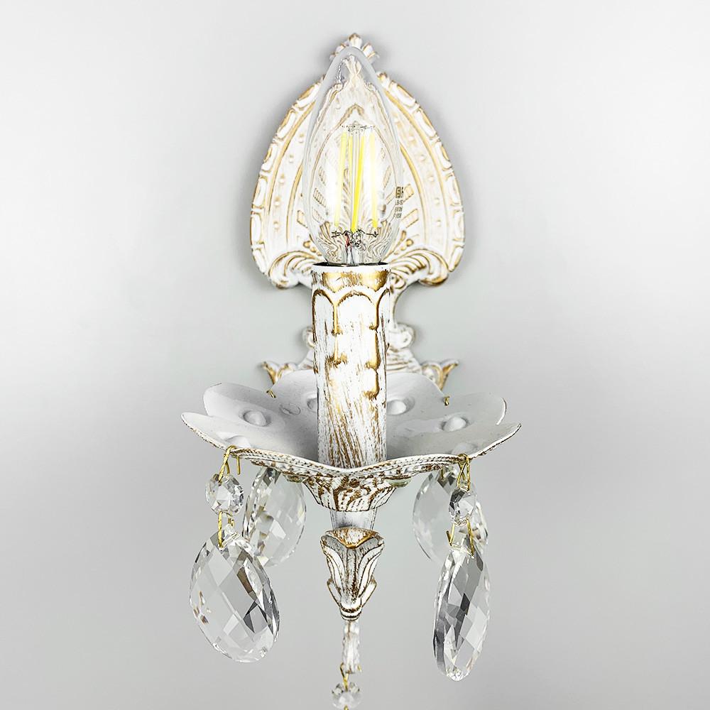 Бра с позолотой с хрустальными подвесами Белый (5412/1)