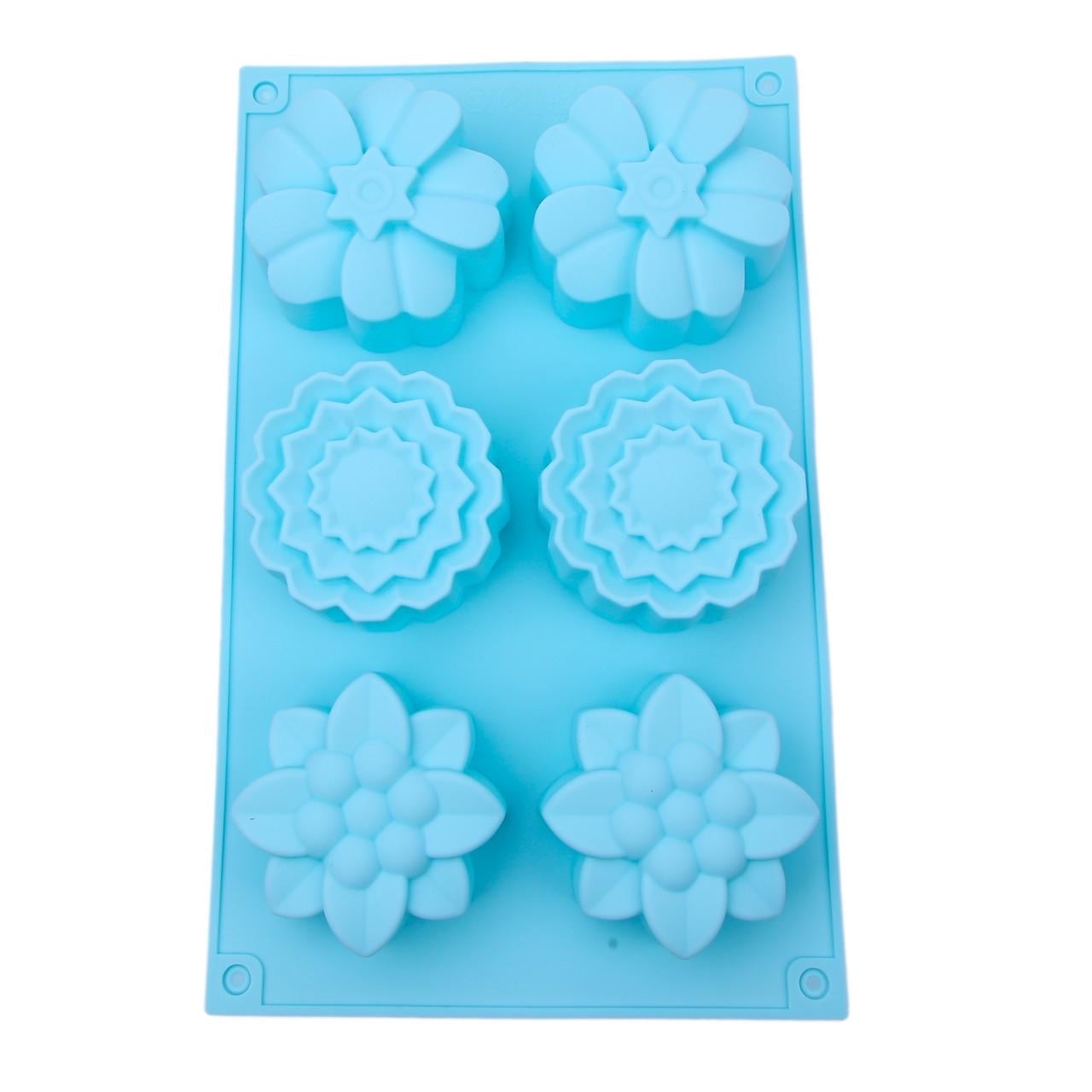 Форма силиконовая для выпечки Цветы Асорти 27х17 см 6 шт. Голубой (2356744449)