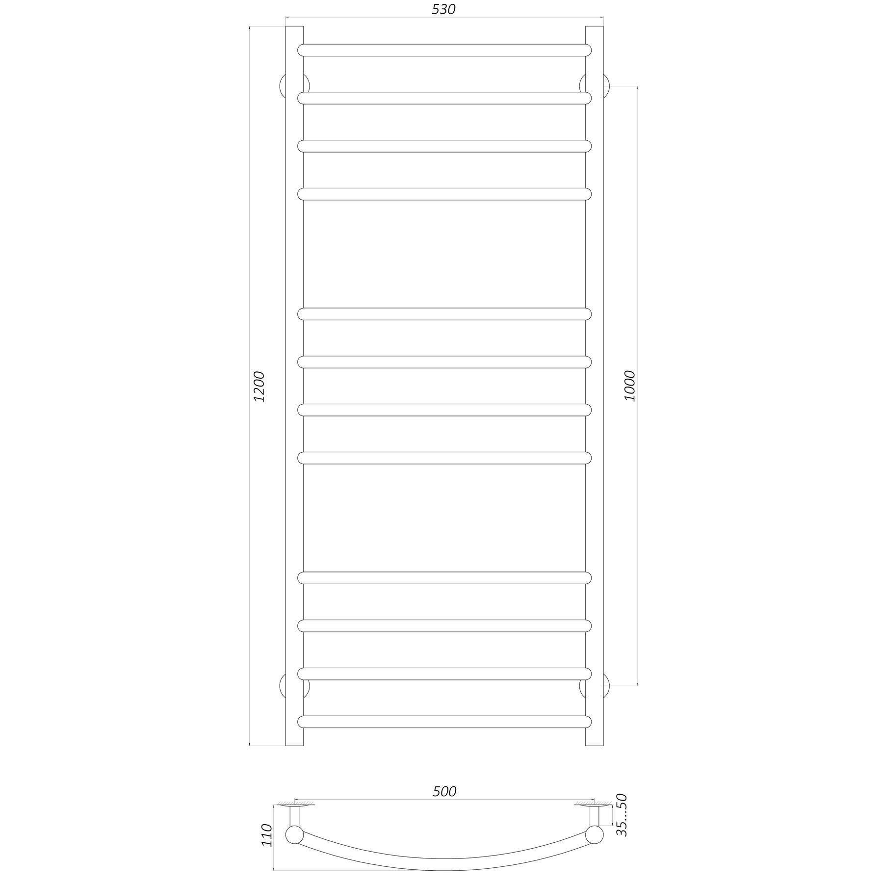 Полотенцесушитель UNIO LDE W 1200-500-12 BLK Лестница Дуга Элит Черный (21553) - фото 5 Полотенцесушитель UNIO LDE W 1200-500-12 BLK Лестница Дуга Элит Черный (21553) - фото 5