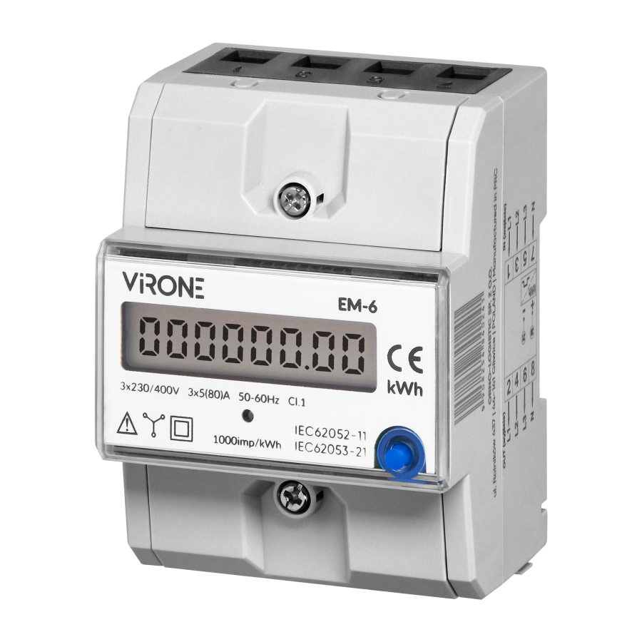 Счетчик электроэнергии VIRONE 3F 100A EM-6 на DIN-рейке TH-35 (2695879156)