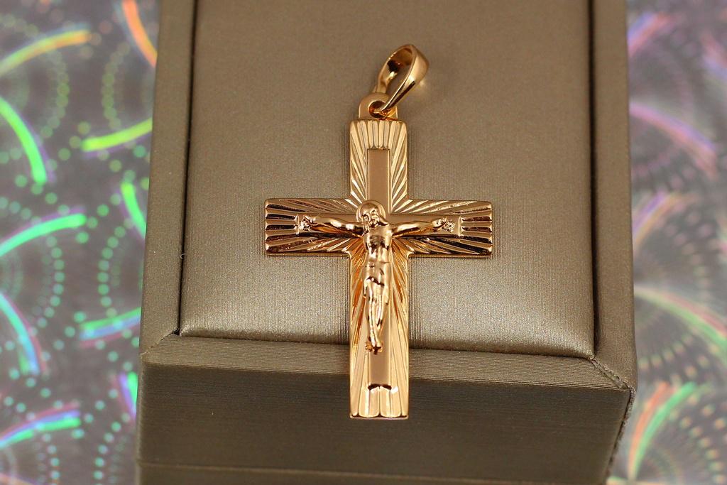 Крестик Xuping Jewelry Иисус в лучах 3,5 см Золотистый (26486041)