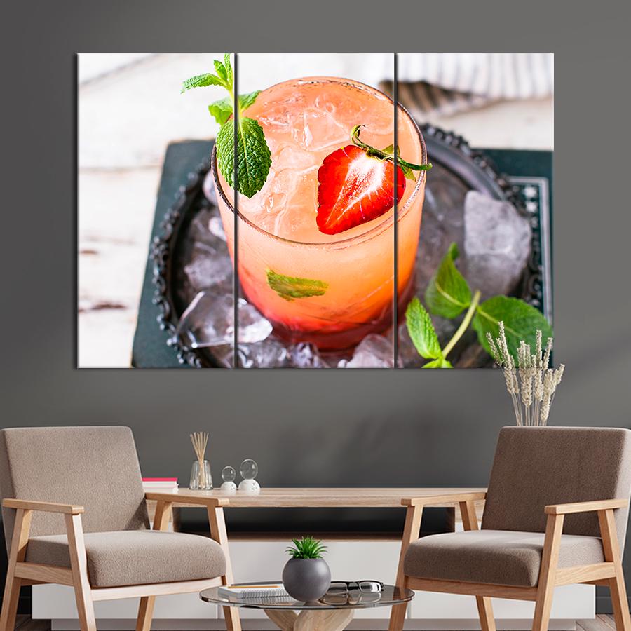 Настенний декор Мохито из клубники со льдом 78x48 см (A445-3)