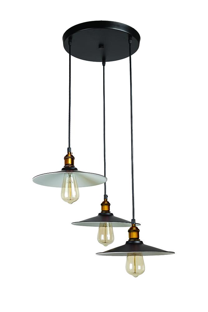 Подвесной светильник Levistella 752836F-3 BK+WH 300 в стиле лофт на 3 плафона 26 см (14-16-LVS1773)