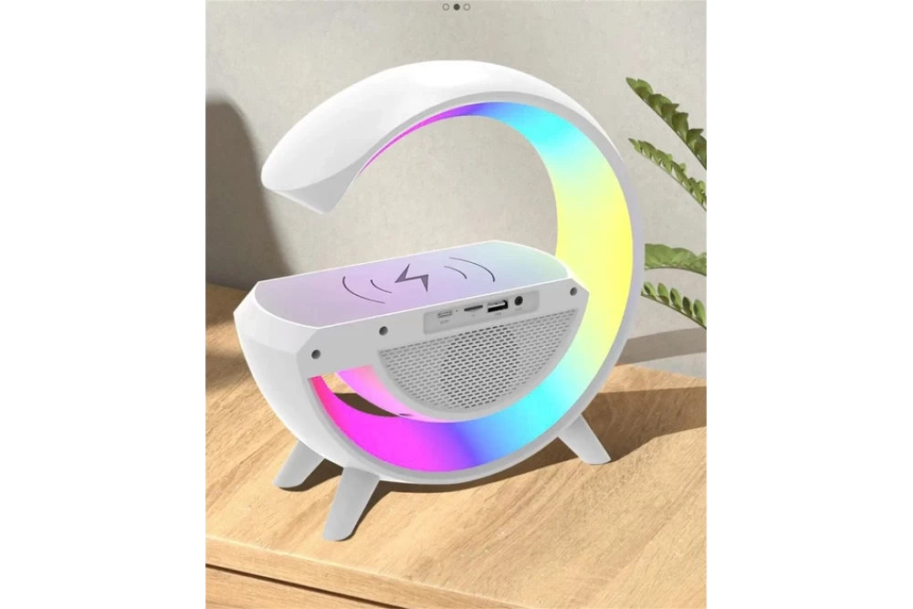 Лампа-нічник смарт настільна BT-3401 RGB Rainbow Light-Wireless з Bluetooth колонкою/бездротовою зарядкою/FM радіо (374369) - фото 7