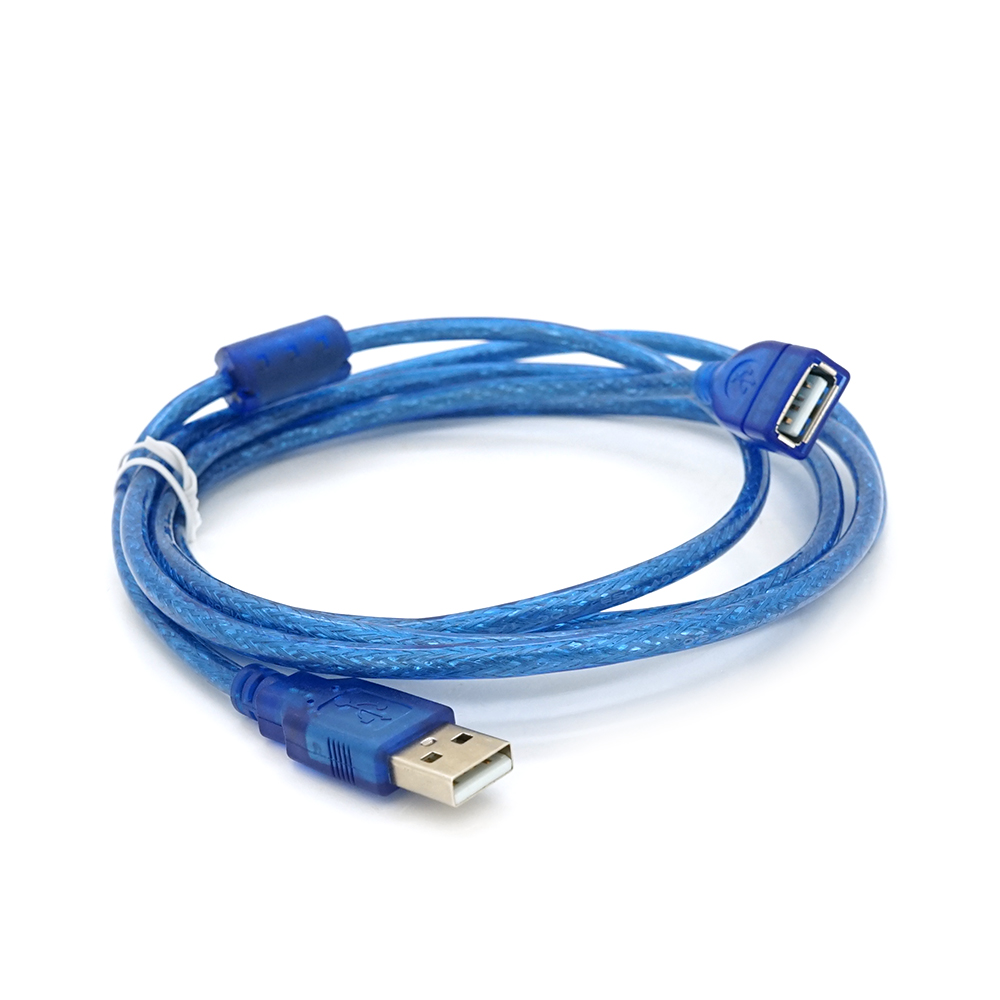 Удлинитель USB 2,0 VOLTRONIC Q300 AM AF 1 феррит 1,8 м Прозрачно-синий (YUT_V8541)
