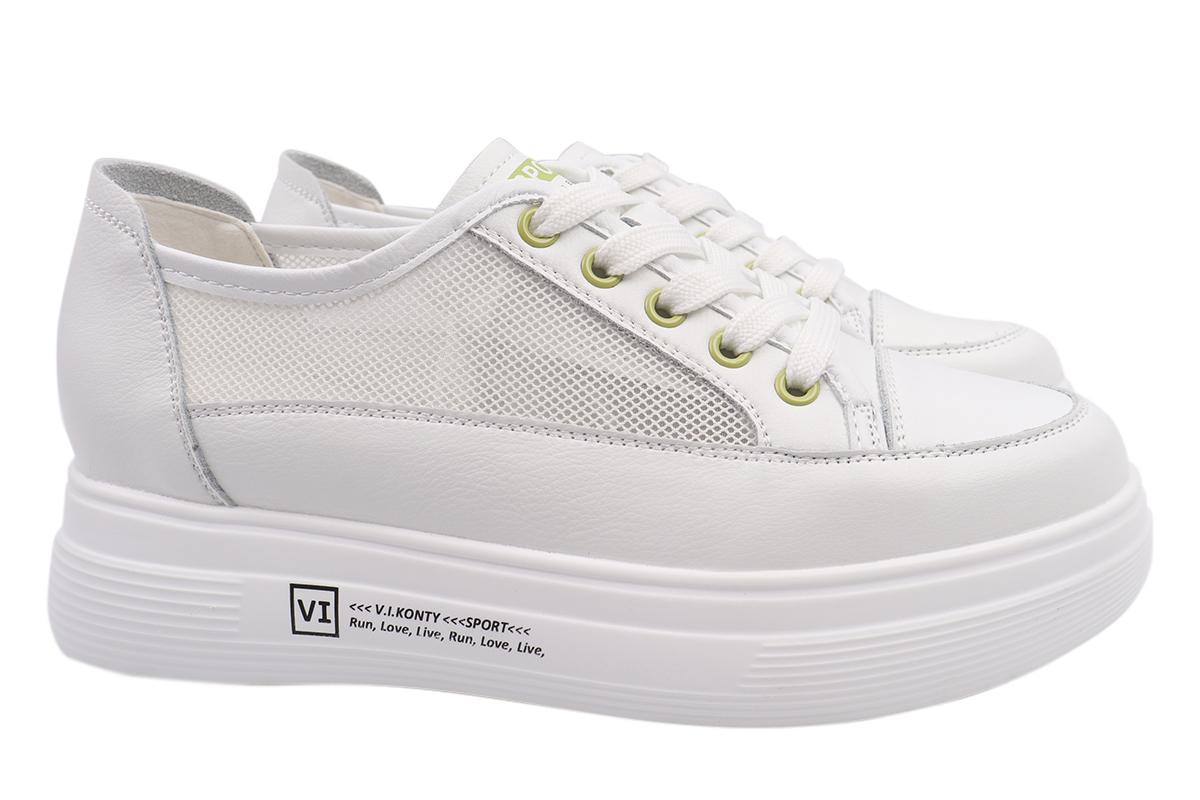 Кеды женские Vikonty из кожи на платформе на шнуровке Белый (239-21/22LTC 37)