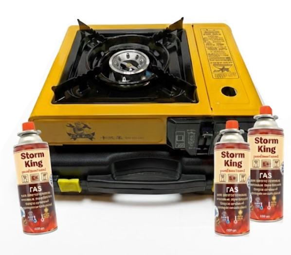 Портативная газовая печь 1 конфорка Happy Home BDZ-155-A 3 баллона Желтый (2104618945)