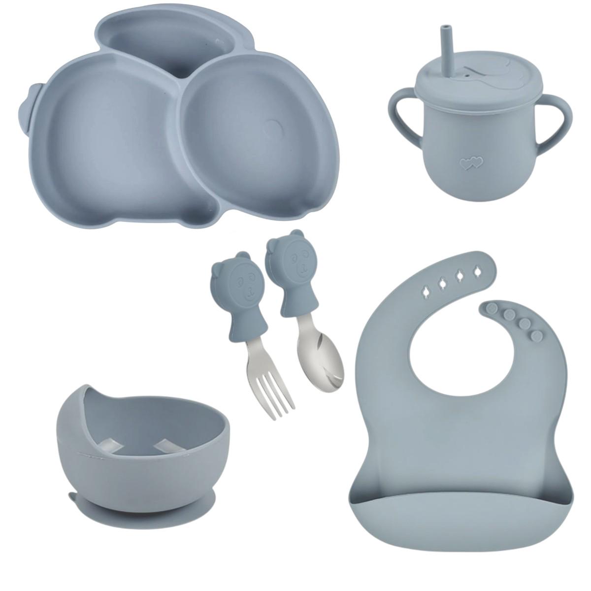 Набор посуды для кормления Tableware Set Зайчик детский силиконовый 6 предметов (MA-4907) Набор посуды для кормления Tableware Set Зайчик детский силиконовый 6 предметов (MA-4907)