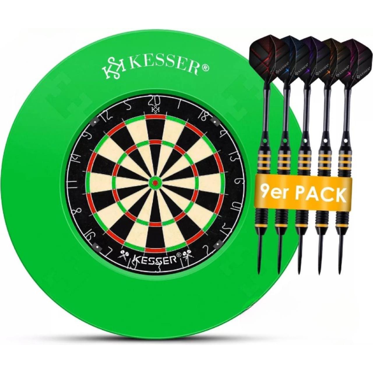 Дартс профессиональный KESSER с высокоточными стрелами классический с защитным зеленым кольцом