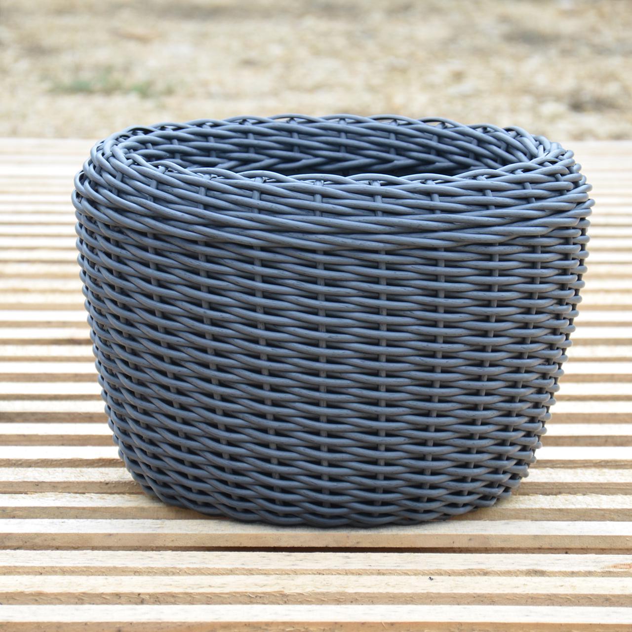 Кашпо для рослин з штучного ротангу 12 л Графітовий (11717131) - фото 4