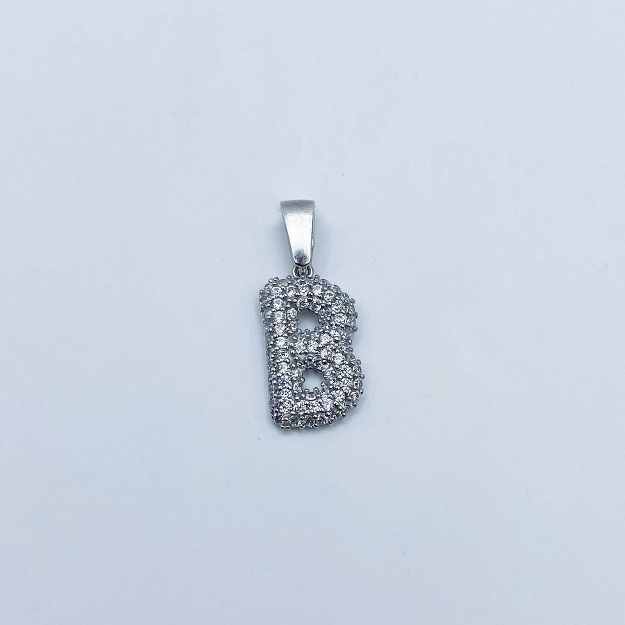 Серебряный кулон с кубическим цирконием Буква В 1 г (2123770833)