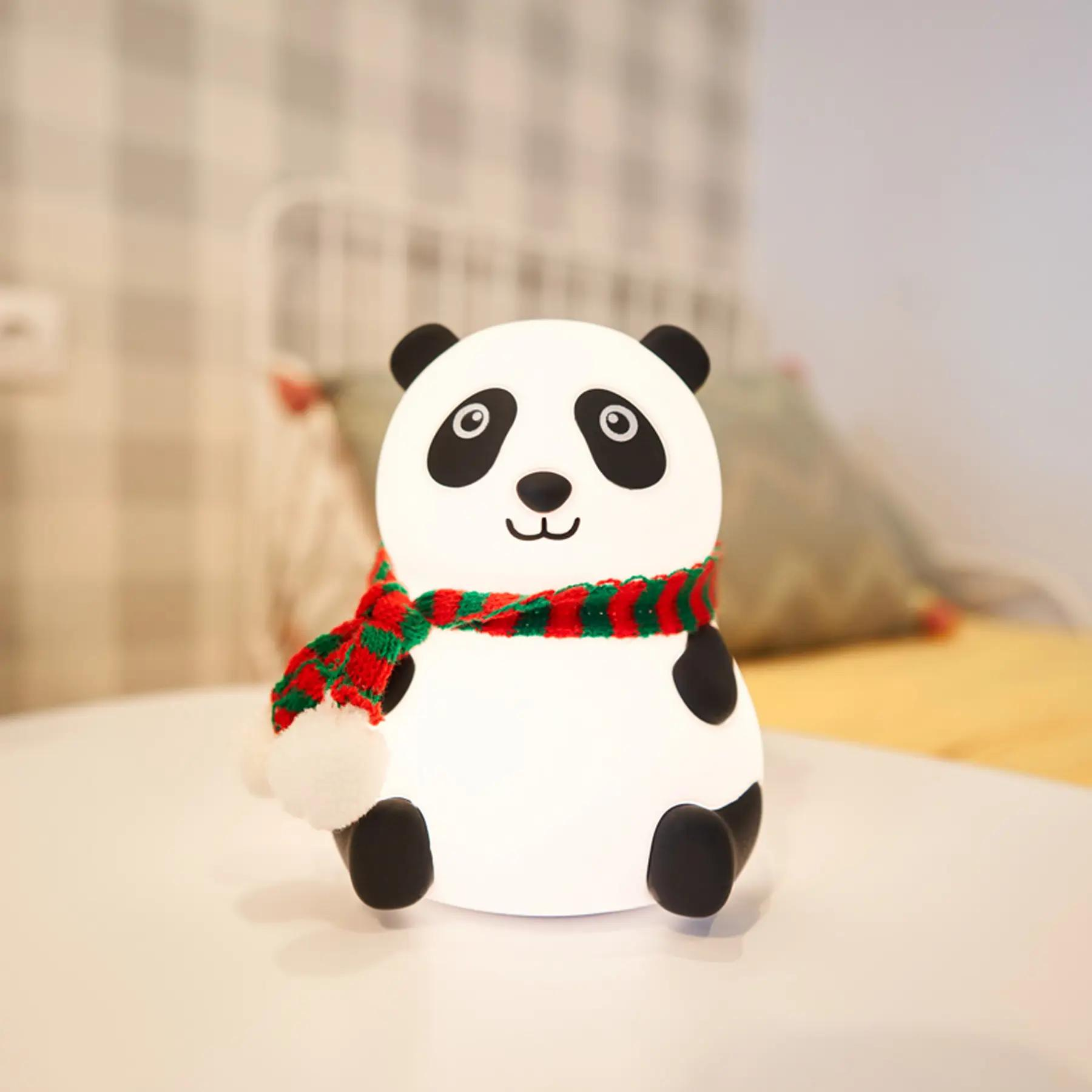 Ночник детский силиконовый Панда портативный с сенсорным управлением 1200 мАч USB Бело-черный (2013) - фото 10