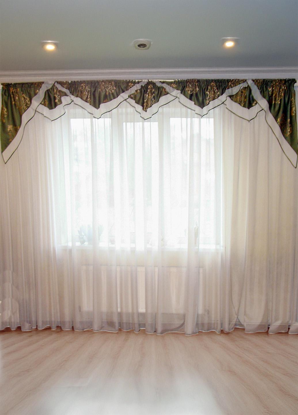 Ламбрекен Firanka карниз 300 см уголки Зеленый с золотистым (1_1у)