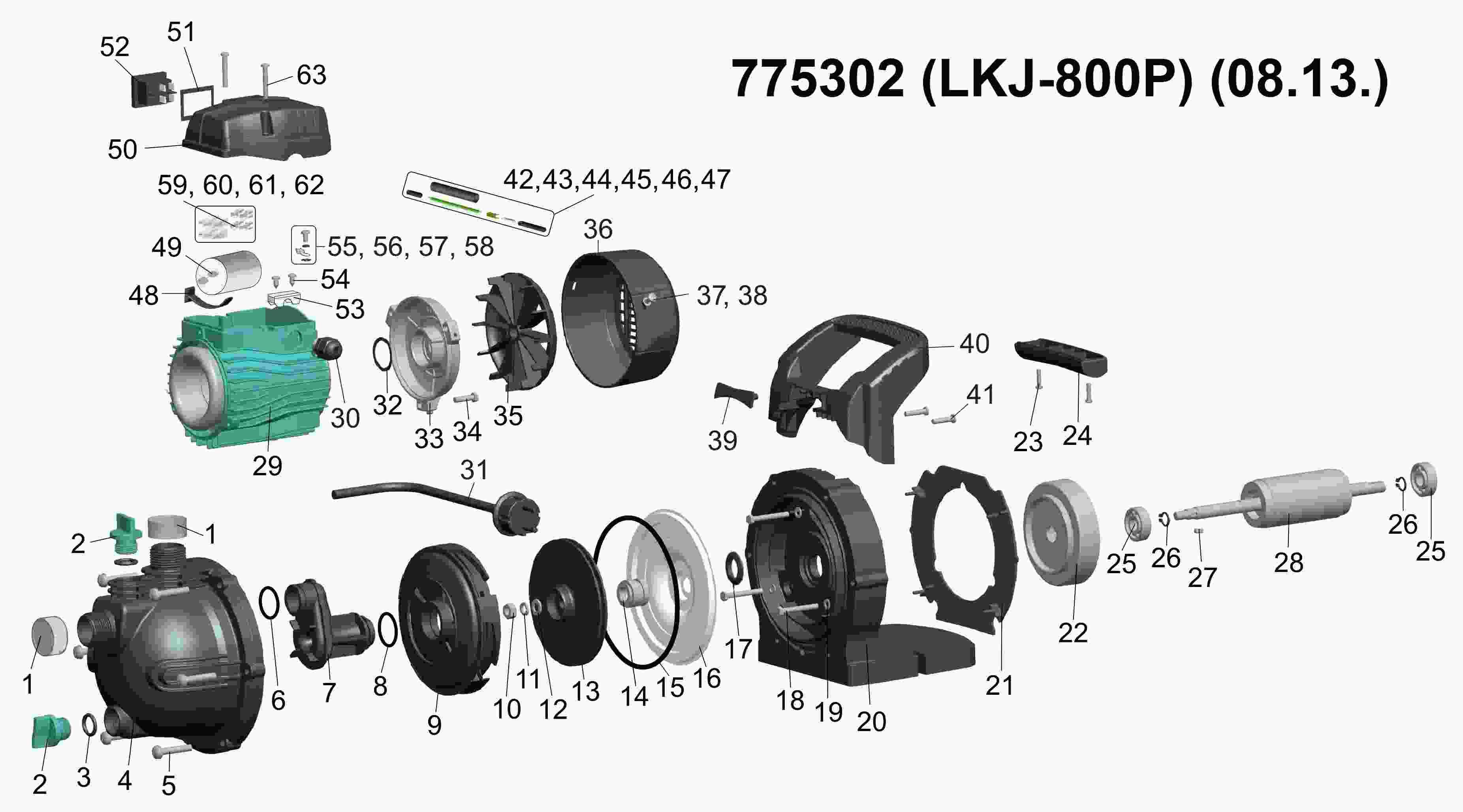 Насос відцентровий самовсмоктуючий AquaticaLeo 0,8 кВт Hmax 39 м Qmax 50 л/хв (775302) - фото 3