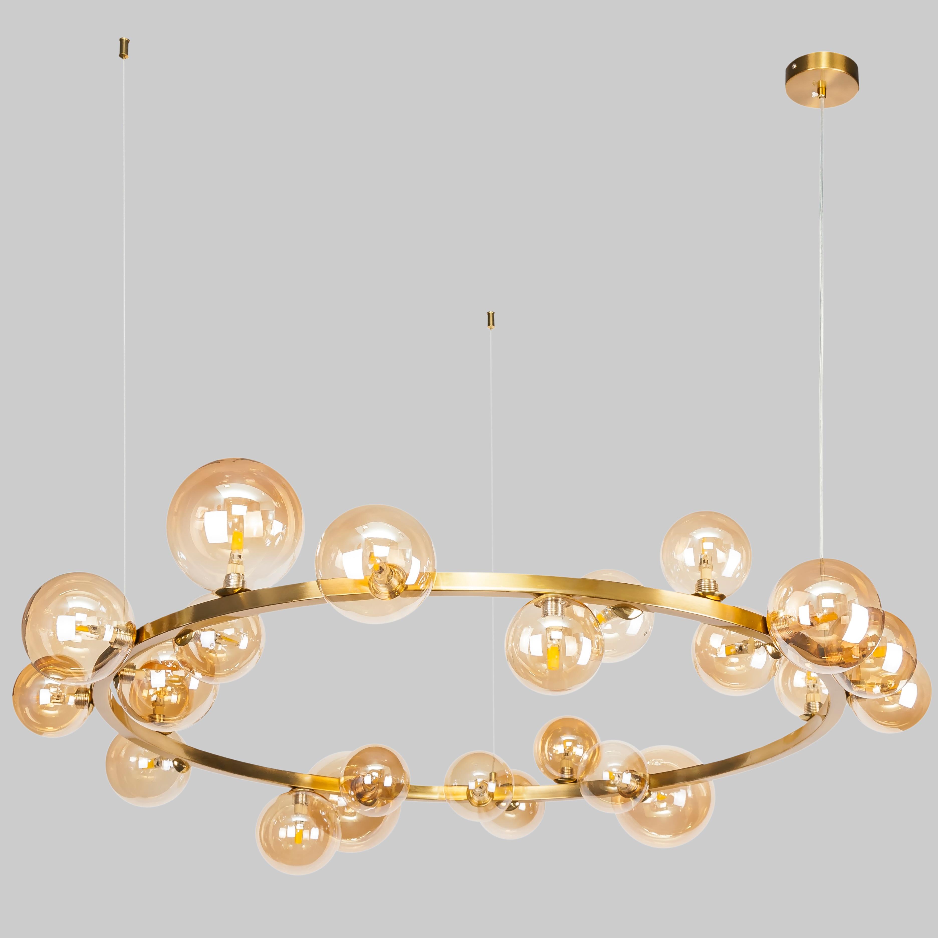 Люстра кругла з кульок Bubbles на 24 лампи Бронзовий (918LP267-24 GAB+BR)