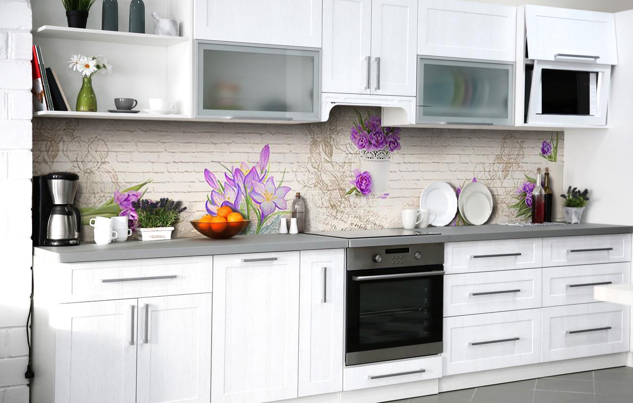 Кухонный фартук Нежные крокусы виниловый самоклеющийся 60х250 см