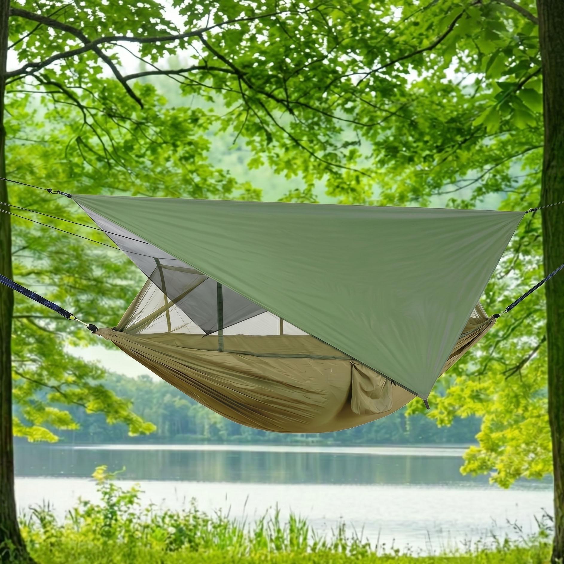 Гамак підвісний туристичний з москітною сіткою та тентом для дому та походу 260х140 см (Е500343)