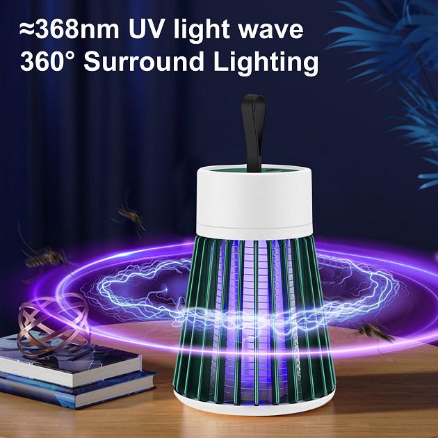 Ловушка-лампа от насекомых Mosquito killing Lamp BG-002 аккумуляторная с LED подсветкой и USB-зарядкой Зеленый - фото 4