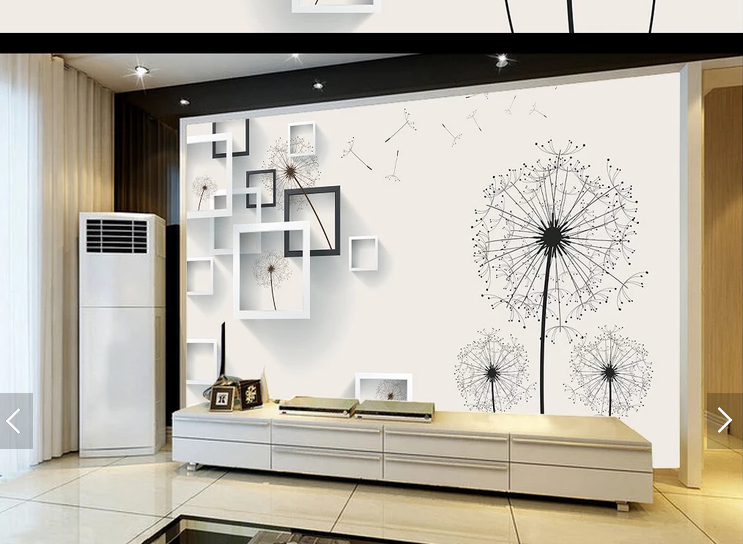 Фотообои флизелиновые абстракция для спальни/зала/кухни Одуванчики и квадраты