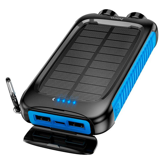 Повербанк Hoco DB51 с солнечной панелью фонарем 2USB/1Type-C 2A 8000 mAh Black/Blue (DB51)