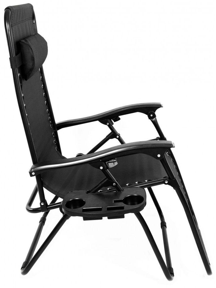 Шезлонг складной с подстаканником и подголовником кресло на 3 положения 160 см Черный - фото 3 Шезлонг складной с подстаканником и подголовником кресло на 3 положения 160 см Черный - фото 3