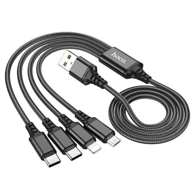 Кабель USB Hoco X76 4в1 Type-Cх2/iP/Micro 1 м (20770700) - фото 2