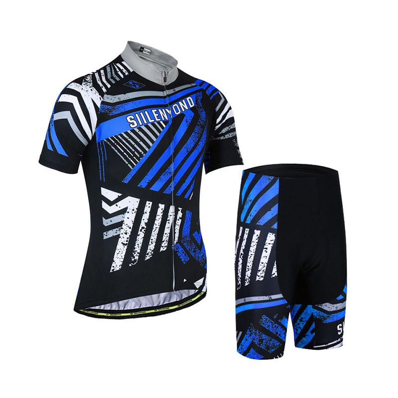 Велокостюм мужской Siilenyond XM-DT-050 Blue Stripes L короткий рукав + шорты велоодежда