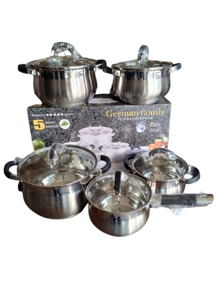 Набір каструль з кришками German Family GF-2046 нержавіюча сталь 10 пр. (GF-2046) - фото 2
